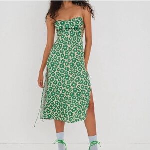 NWT For Love and Lemons | Green/Cream Lincoln Midi Dress Sz M